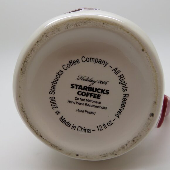 Christmas 12 oz Ceramic Snowman Tea Coffee Mug Cup Starbucks Holiday 2006 Lid - Picture 13 of 16